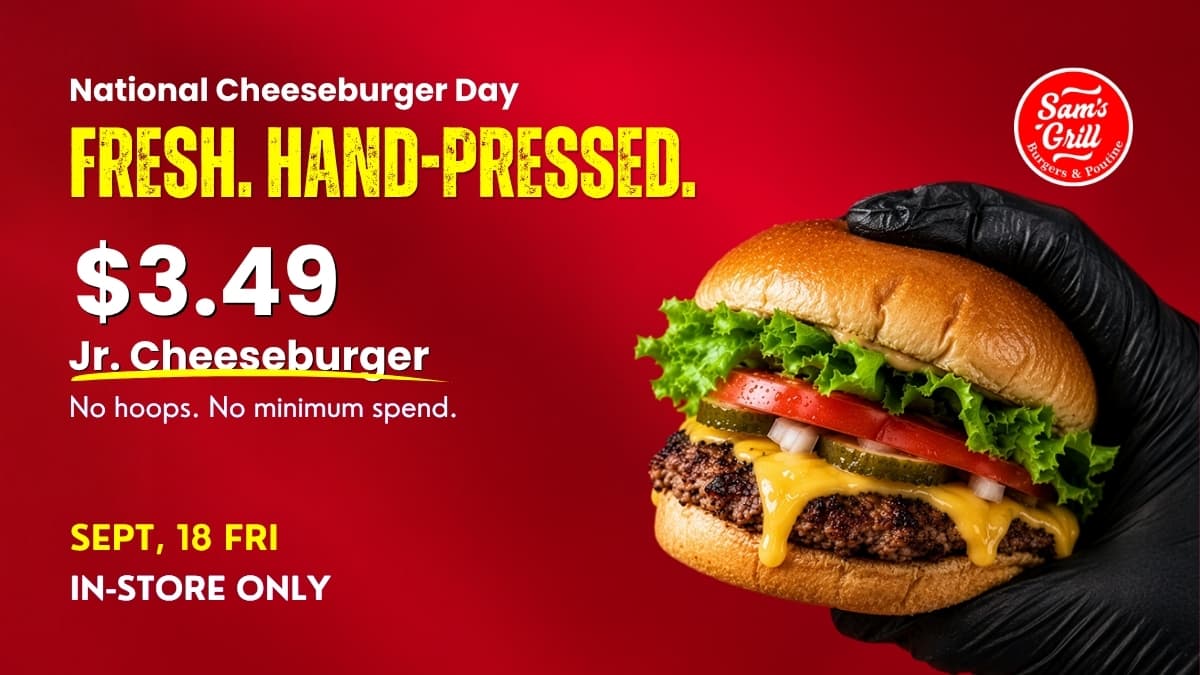 Celebrate National Cheeseburger Day in Port Elgin with a $3.49 Jr. Cheeseburger!